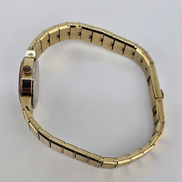 Hamilton Women's Watch 19MM Cream Dial Gold Case Bracelet 5.5" Wrist New Battery - Picture 9 of 11